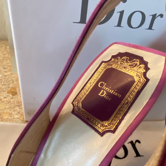 COPY - Christian Dior Sling back Jeweled Satin & leather Vintage Pink - Purple …